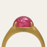 Oracle Ring with Oval Cabochon Pink Sapphire - 18ct Gold