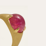 Oracle Ring with Oval Cabochon Pink Sapphire - 18ct Gold