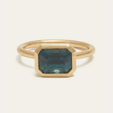 Artemis with Emerald Cut Teal Sapphire - 18ct Gold