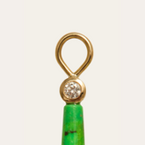 Juicy Drops with Large Green Turquoise & Diamonds - 9ct Gold