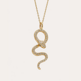 Diamond Snake Necklace - 14ct Gold