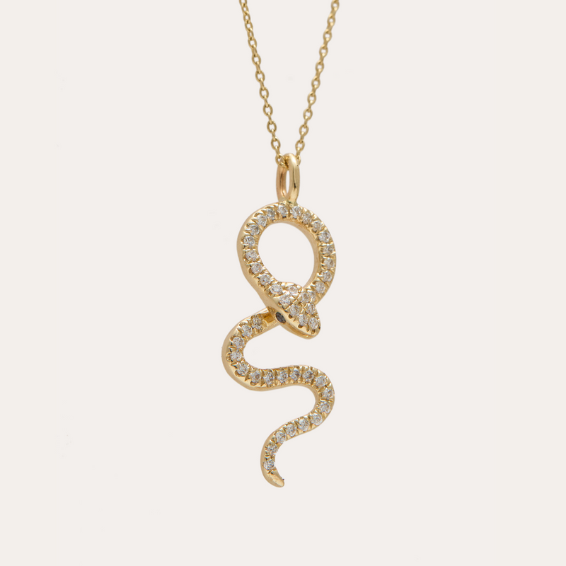 Diamond Snake Necklace - 14ct Gold