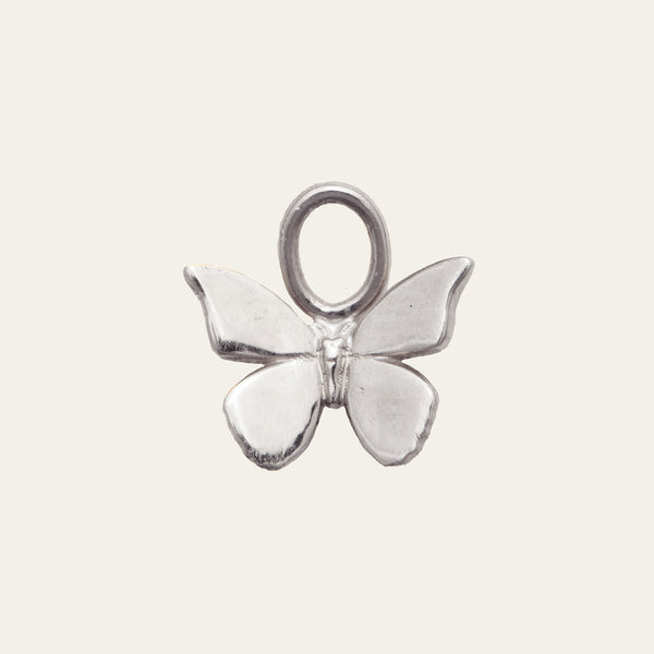 Butterfly Drop Charm - 9ct White Gold
