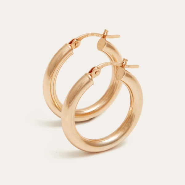 Chunky Tube Hoops Medium - 9ct Gold