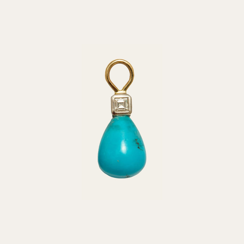 Juicy Drop with Small Turquoise & Diamond - 9ct Gold