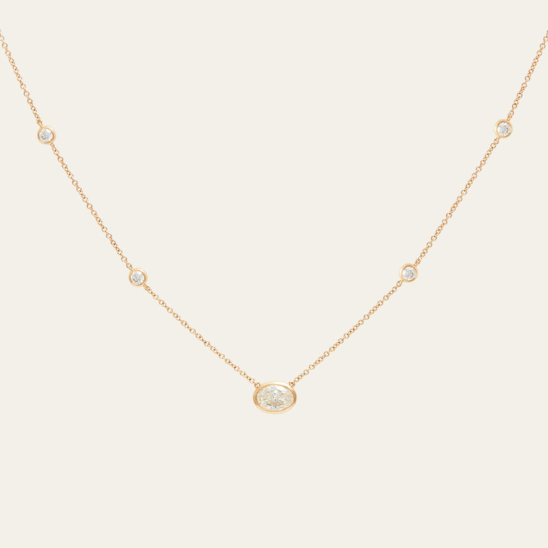 Cyrene Oval Diamond Necklace - 18ct Gold