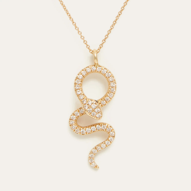 Diamond Snake Necklace - 14ct Gold