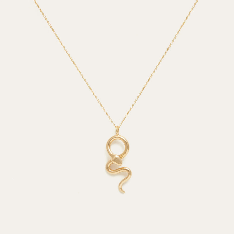 Gold Snake Necklace - 14ct Gold