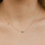 Green Marquise Evil Eye & Diamond Necklace - 14ct Gold