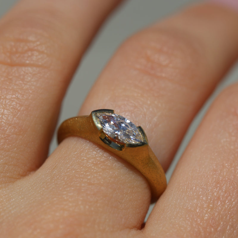 Athena Ring with Lab Marquise Diamond