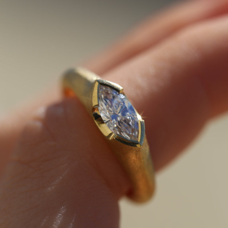Athena Ring with Lab Marquise Diamond