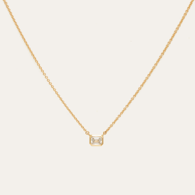 Yellow Gold Emerald Cut Diamond Bezel Set Necklace – Harold Stevens