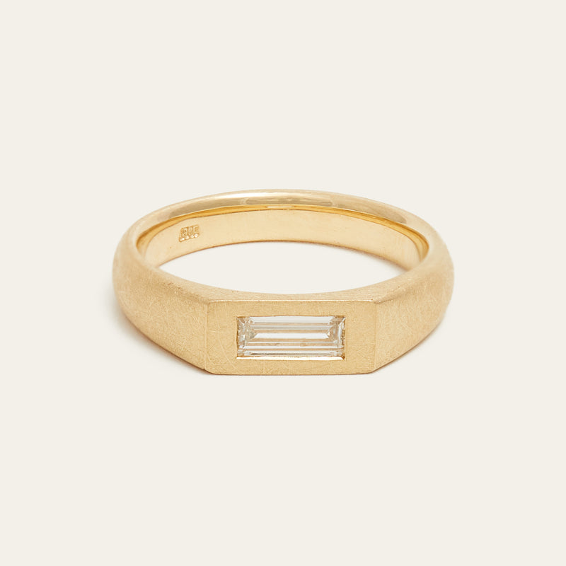 Orion 0.35ct Baguette Diamond Ring - Brushed 18ct Gold