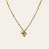 Pastel Green Sapphire Heart Necklace - 18ct Gold