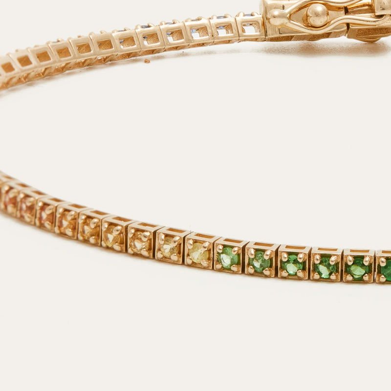 Rainbow Spirit Tennis Bracelet - 14ct Gold