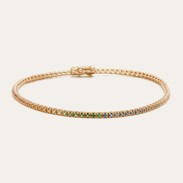 Rainbow Spirit Tennis Bracelet - 14ct Gold