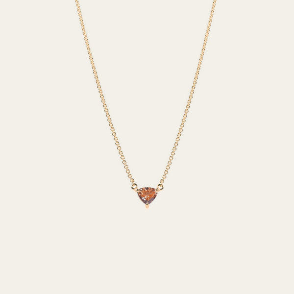 Roxy Necklace with Trilliant Peach Sapphire - 18ct Gold