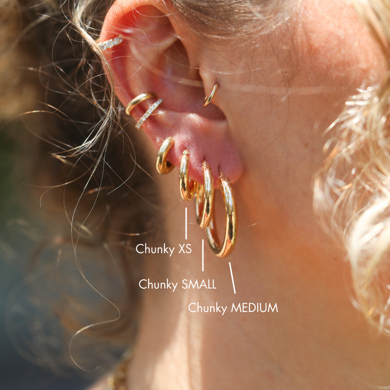 Chunky Tube Hoops Extra Small - 9ct Gold