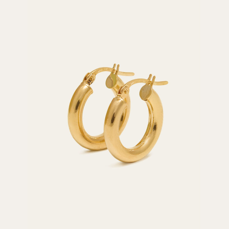 Chunky Tube Hoops Extra Small - 9ct Gold