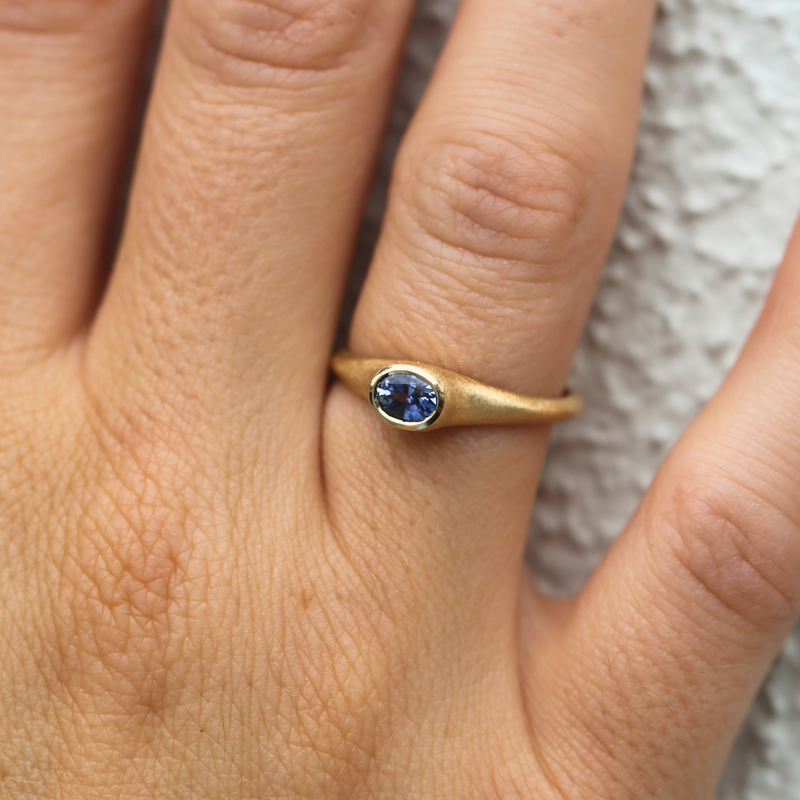 Coco with Oval Pale Blue Sapphire - 14ct Gold