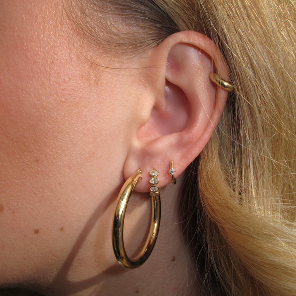 Super Chunky Tube Hoops Large - 9ct Gold