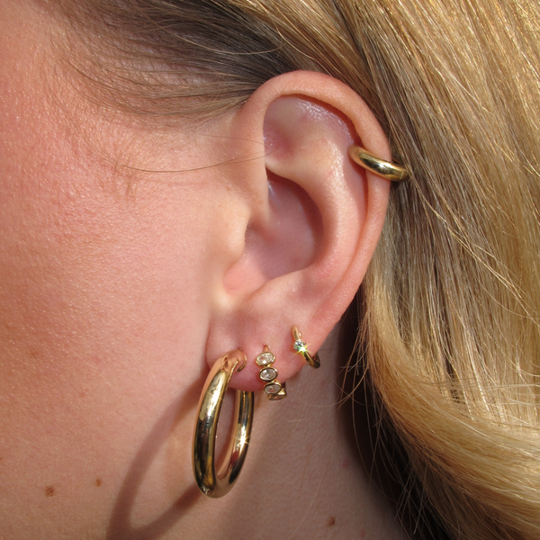 Super Chunky Tube Hoops Medium - 9ct Gold