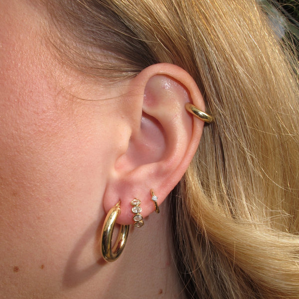 Super Chunky Tube Hoops Small - 9ct Gold