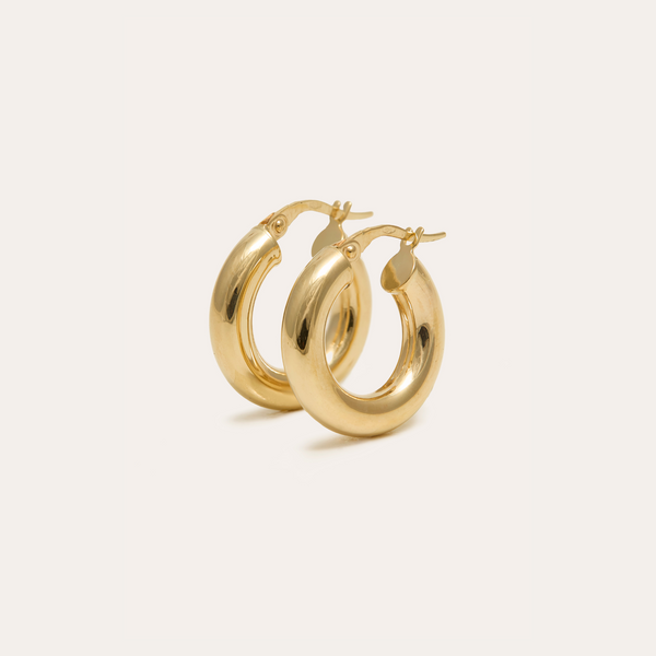 Super Chunky Tube Hoops Extra Small - 9ct Gold