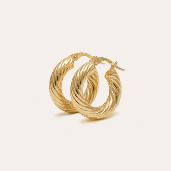 Super Twist Tube Hoops Extra Small - 9ct Gold