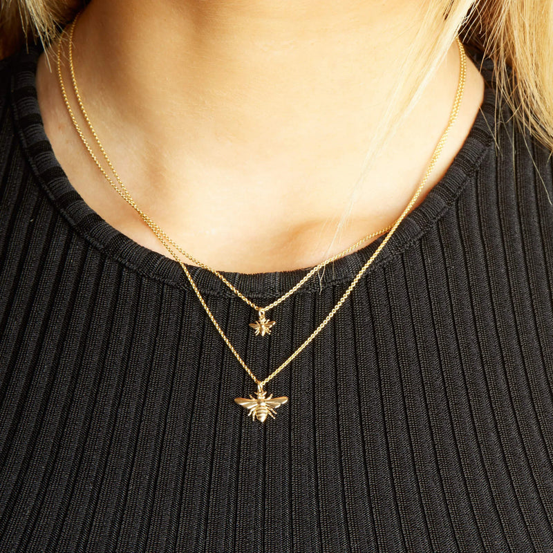 Tiny Honey Bee Necklace 9ct Solid Gold Gold Honey Bee Necklace