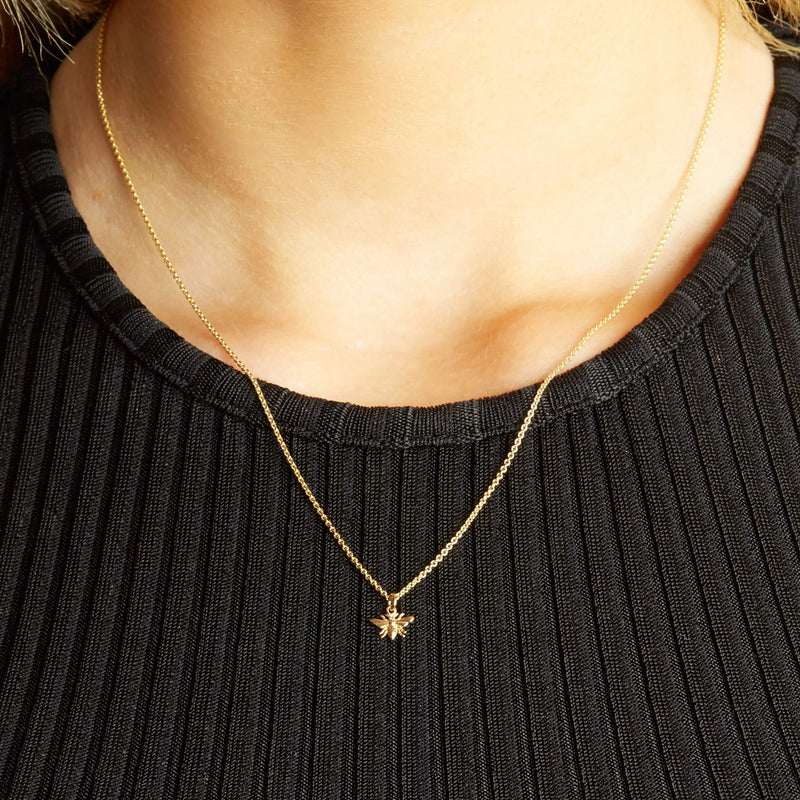 Tiny Honey Bee Necklace 9ct Solid Gold Gold Honey Bee Necklace