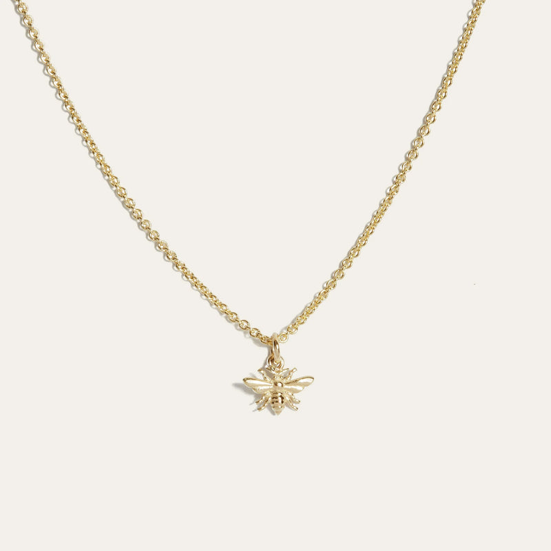 Tiny Honey Bee Necklace 9ct Solid Gold Gold Honey Bee Necklace