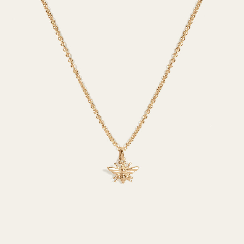Tiny Honey Bee Necklace - 9ct Gold