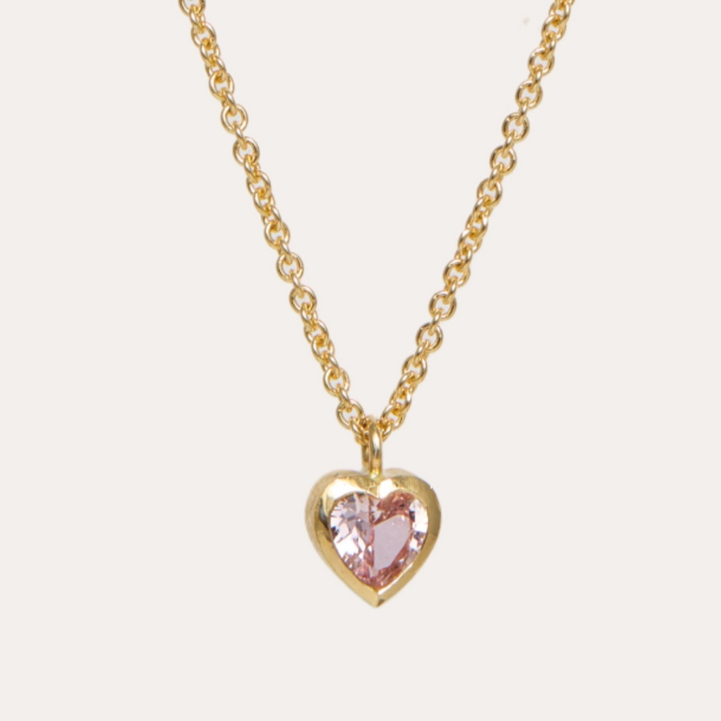 Pink Sapphire Heart Necklace - 18ct Gold