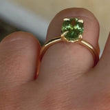 Fern Ring with Oval Green Tourmaline