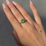 Soleil Ring with Cushion Cut Emerald - 18ct Gold