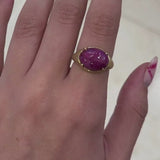 Oracle Ring with Oval Cabochon Ruby - 18ct Gold