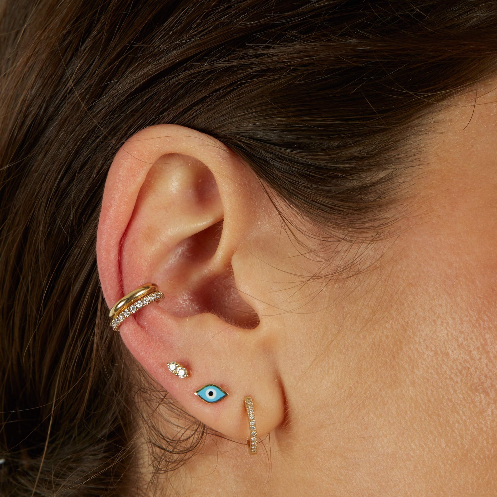 Marquise Evil Eye Stud 14ct Gold Solid Gold Evil Eye Studs