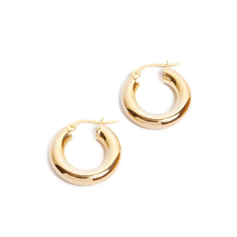 Super Chunky Tube Hoops Extra Small - 9ct Gold Earrings | By Baby
