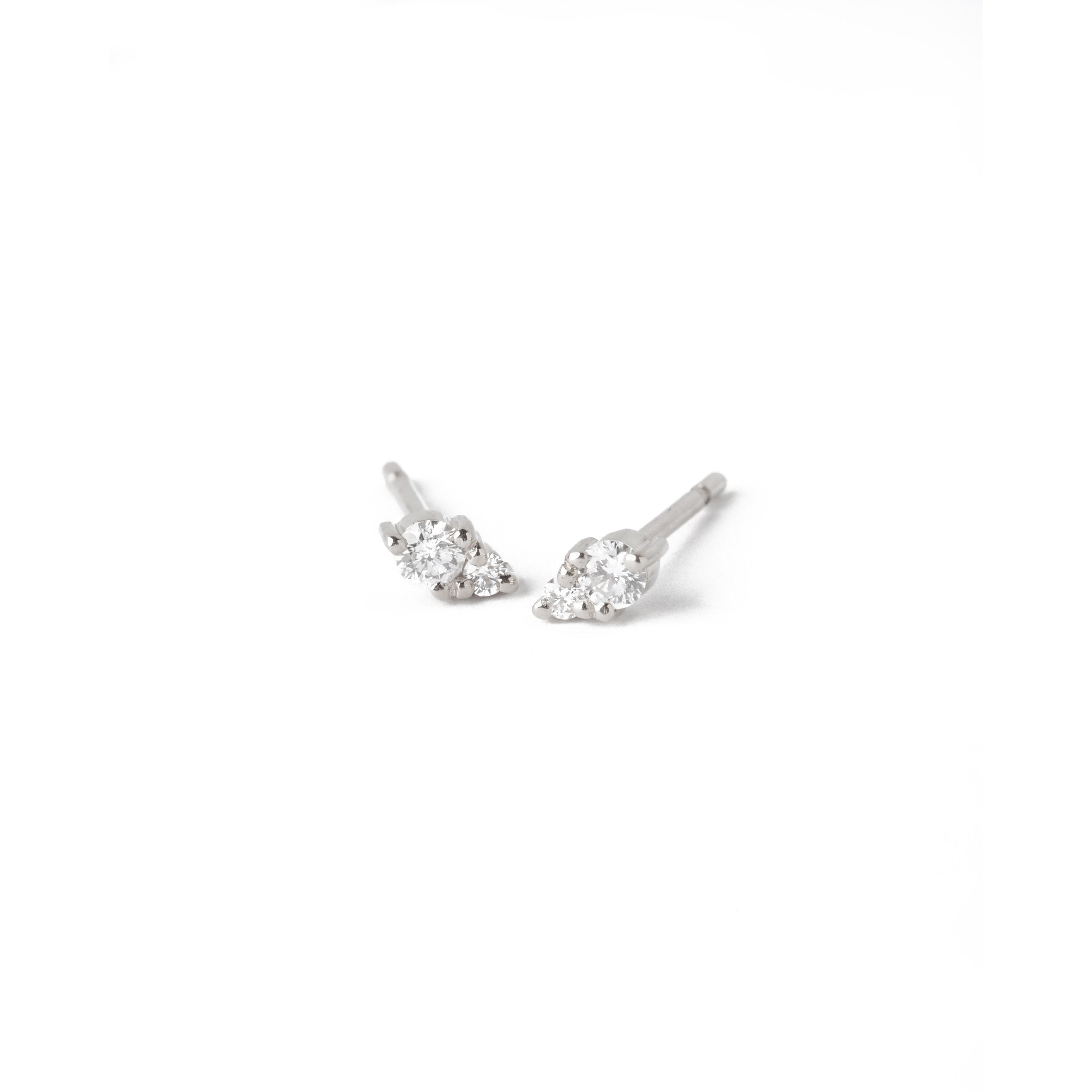 Atom Diamond Stud Small 9ct White Gold Dainty Diamond Studs By Baby