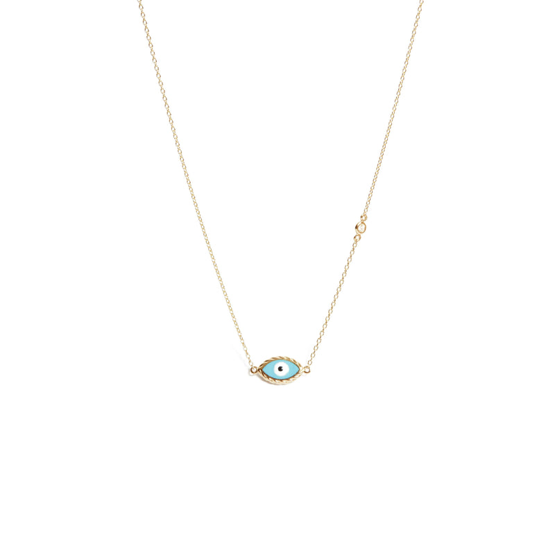 Large Evil Eye And Diamond Necklace - 14ct Gold