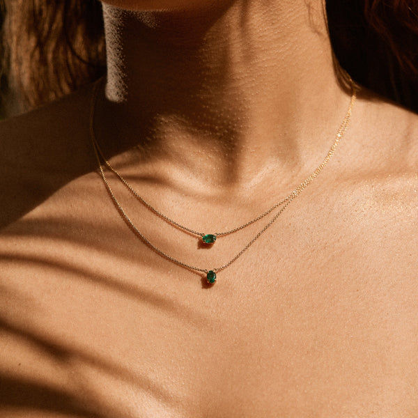 Roxy Necklace with East-West Oval Zambian Emerald 0.46ct - 18ct Gold