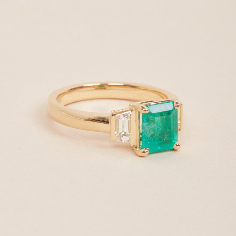 Cleo Emerald & Diamond Ring - 18ct Gold