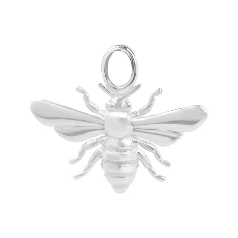 Honey Bee Drop Charm - 9ct White Gold