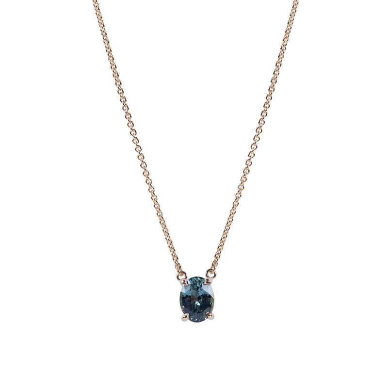 Roxy Necklace with Oval Teal Sapphire - 18ct Gold