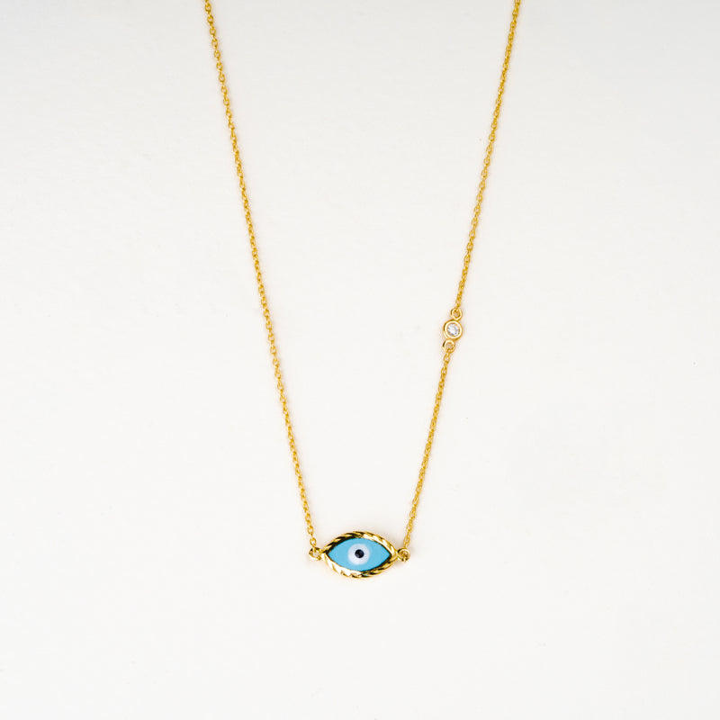 Large Evil Eye And Diamond Necklace - 14ct Gold