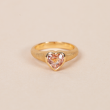 Heart Shape Nico Ring with Peach Sapphire - 18ct Gold