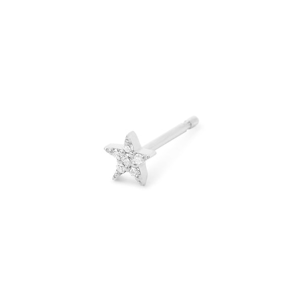 Tiny Pave Diamond Star Stud - 9ct White Gold