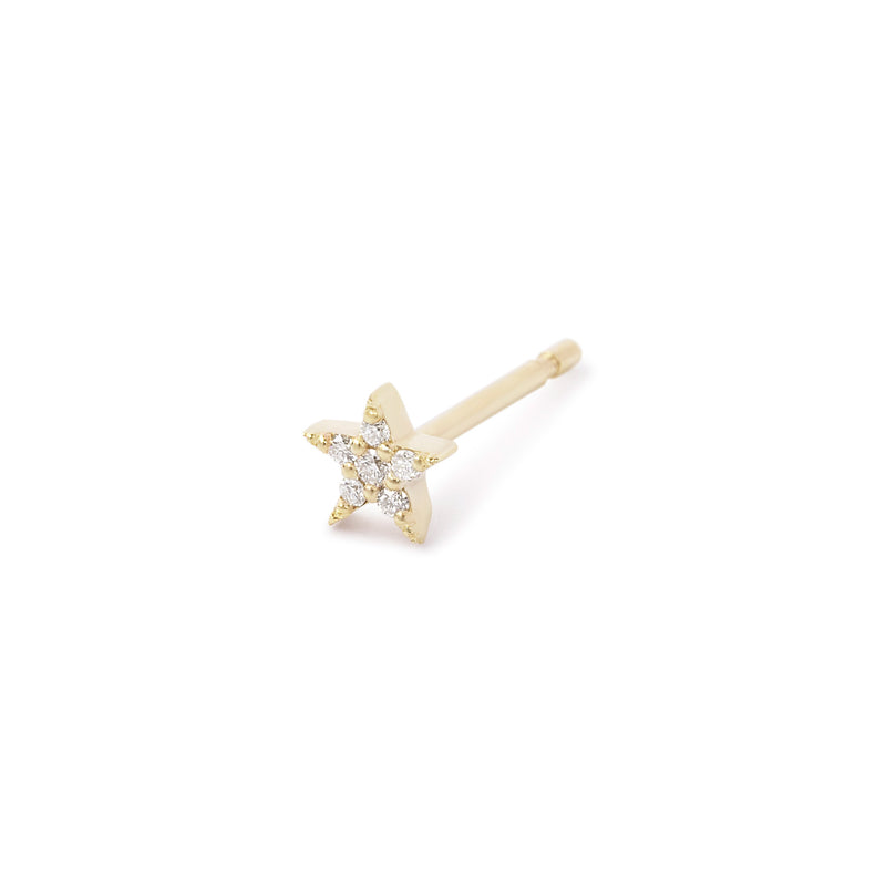 Tiny Pave Diamond Star Stud - 9ct Gold