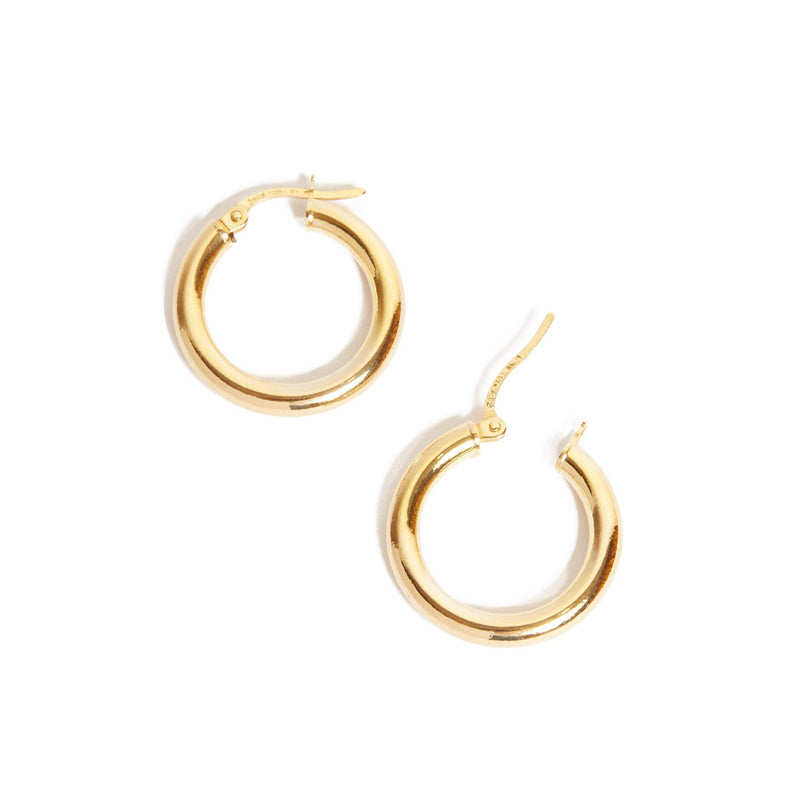 Chunky Tube Hoops Small - 9ct Gold